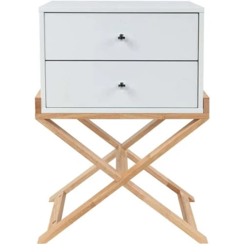 ReCollection Table De Chevet 2 Tiroirs Couleur Blanc Et Bois Clair 5 ReCollection Table De Chevet 2 Tiroirs Couleur Blanc Et Bois Clair – Image 3