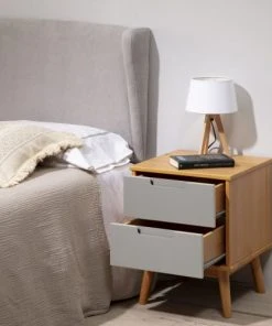 HOMN Table De Chevet 2 Tiroirs Couleur Bois Et Gris, Bois Massif -Boutique Maisons du Monde table de chevet 2 tiroirs couleur bois et gris bois massif 10
