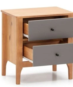 HOMN Table De Chevet 2 Tiroirs Couleur Bois Et Gris, Bois Massif 11 HOMN Table De Chevet 2 Tiroirs Couleur Bois Et Gris, Bois Massif -Boutique Maisons du Monde table de chevet 2 tiroirs couleur bois et gris bois massif 3