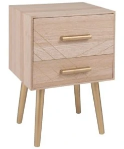 Maisons Du Monde Table De Chevet 2 Tiroirs Doré Mat