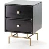 Thai Natura Table De Chevet 2 Tiroirs En Bois Couelur Noir Pieds Dorés -Boutique Maisons du Monde table de chevet 2 tiroirs en bois couelur noir pieds dores