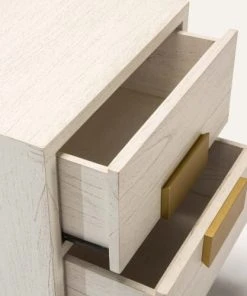 Thai Natura Table De Chevet 2 Tiroirs En Bois Couleur Blanc Et Doré -Boutique Maisons du Monde table de chevet 2 tiroirs en bois couleur blanc et dore 3