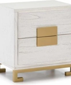 Thai Natura Table De Chevet En Bois Noir Et Doré 56x41x60 -Boutique Maisons du Monde table de chevet 2 tiroirs en bois couleur blanc et dore argovejo 1