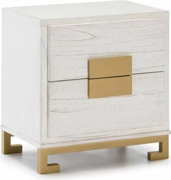 Thai Natura Table De Chevet 2 Tiroirs En Bois Couleur Gris Et Doré 6 Thai Natura Table De Chevet 2 Tiroirs En Bois Couleur Gris Et Doré – Image 4