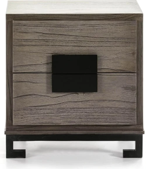 Thai Natura Table De Chevet 2 Tiroirs En Bois Couleur Gris Et Doré 4 Thai Natura Table De Chevet 2 Tiroirs En Bois Couleur Gris Et Doré – Image 2