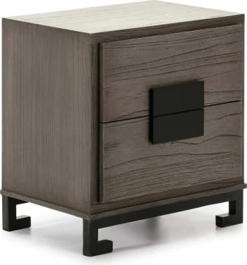 Thai Natura Table De Chevet 2 Tiroirs En Bois Couleur Gris Et Doré 8 Thai Natura Table De Chevet 2 Tiroirs En Bois Couleur Gris Et Doré – Image 6