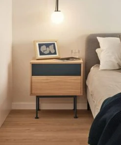 TEULAT Table De Chevet 2 Tiroirs En Bois Et Métal Gris Anthracite -Boutique Maisons du Monde table de chevet 2 tiroirs en bois et metal gris anthracite 1