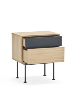 TEULAT Table De Chevet 2 Tiroirs En Bois Et Métal Gris Anthracite -Boutique Maisons du Monde table de chevet 2 tiroirs en bois et metal gris anthracite 2