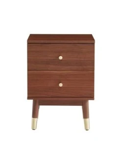 Drawer Table De Chevet 2 Tiroirs En Bois Foncé