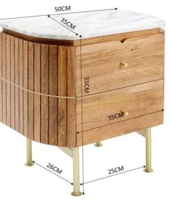 Kare Design Table De Chevet 2 Tiroirs En Manguier Massif Et Marbre Blanc -Boutique Maisons du Monde table de chevet 2 tiroirs en manguier massif et marbre blanc 4