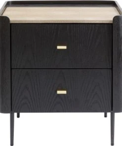 Kare Design Table De Chevet 2 Tiroirs En Peuplier Et Chêne Brun