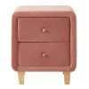 HOMIFAB Table De Chevet 2 Tiroirs En Velours Rose Blush