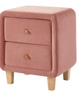 HOMIFAB Table De Chevet 2 Tiroirs En Velours Rose Blush -Boutique Maisons du Monde table de chevet 2 tiroirs en velours rose blush 2