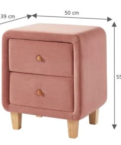 HOMIFAB Table De Chevet 2 Tiroirs En Velours Rose Blush -Boutique Maisons du Monde table de chevet 2 tiroirs en velours rose blush 4