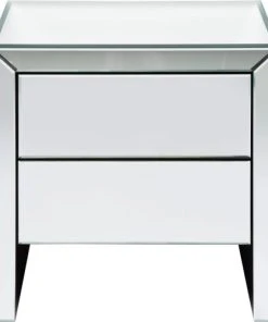 Kare Design Table De Chevet 2 Tiroirs En Verre Miroir