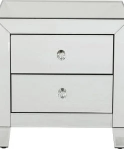 Kare Design Table De Chevet 2 Tiroirs En Verre Miroir