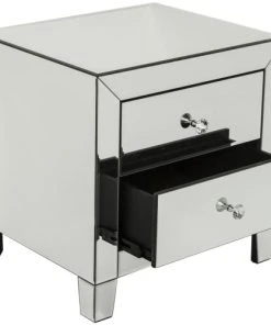 Kare Design Table De Chevet 2 Tiroirs En Verre Miroir -Boutique Maisons du Monde table de chevet 2 tiroirs en verre miroir 7