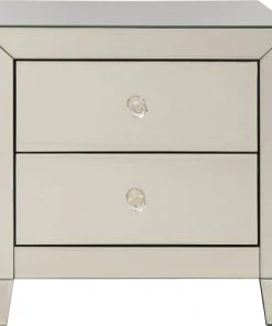 Kare Design Table De Chevet 2 Tiroirs En Verre Miroir Doré