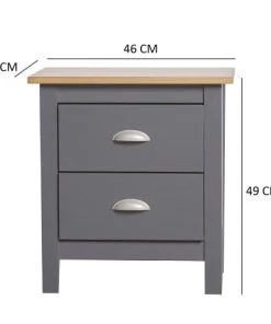 HOMN Table De Chevet 2 Tiroirs Gris/chêne, Fabriqué En Bois De Pin Massif -Boutique Maisons du Monde table de chevet 2 tiroirs gris chene fabrique en bois de pin massif 3