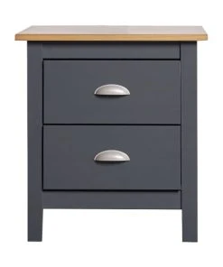 HOMN Table De Chevet 2 Tiroirs Gris/chêne, Fabriqué En Bois De Pin Massif -Boutique Maisons du Monde table de chevet 2 tiroirs gris chene fabrique en bois de pin massif 4