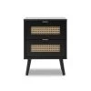 CALICOSY Table De Chevet 2 Tiroirs Impression Cannage - L40 Cm - Noir -Boutique Maisons du Monde table de chevet 2 tiroirs impression cannage l40 cm noir