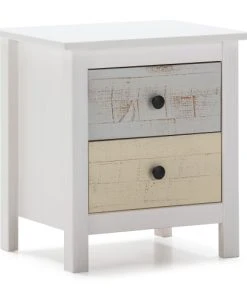 HOMN Table De Chevet 2 Tiroirs Multicolors