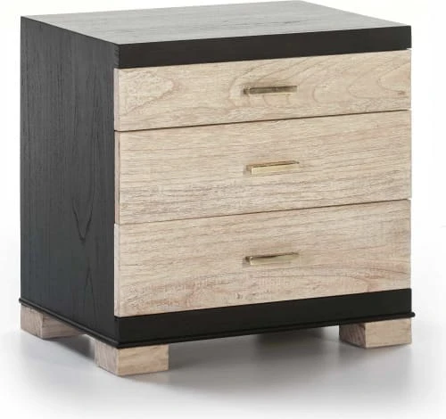 Thai Natura Table De Chevet 3 Tiroirs Cérusés Blanc Structure Noir 3 Thai Natura Table De Chevet 3 Tiroirs Cérusés Blanc Structure Noir