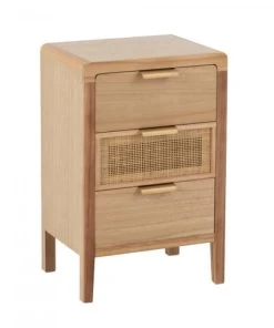 Meubles & Design Table De Chevet 3 Tiroirs En Bois Et Rotin