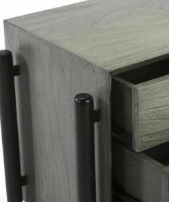 Thai Natura Table De Chevet 3 Tiroirs En Bois Teinté Gris Et Doré -Boutique Maisons du Monde table de chevet 3 tiroirs en bois teinte gris et dore 3