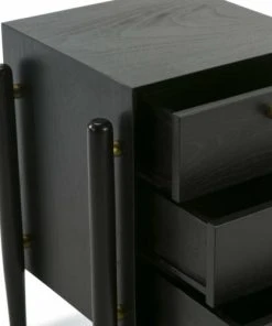 Thai Natura Table De Chevet 3 Tiroirs En Bois Teinté Noir Et Doré -Boutique Maisons du Monde table de chevet 3 tiroirs en bois teinte noir et dore 5