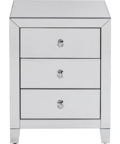 Kare Design Table De Chevet 3 Tiroirs En Verre Miroir