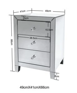 Kare Design Table De Chevet 3 Tiroirs En Verre Miroir -Boutique Maisons du Monde table de chevet 3 tiroirs en verre miroir 4