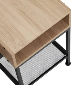 Tectake Table De Chevet 40.5x40.5x52.5cm Bois Clair Industriel -chêne -Boutique Maisons du Monde table de chevet 40 5x40 5x52 5cm bois clair industriel chene 4