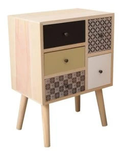 Mobili Rebecca Table De Chevet 5 Tiroirs En Bois De Paulownia Et MDF Multicolore -Boutique Maisons du Monde table de chevet 5 tiroirs en bois de paulownia et mdf multicolore 1