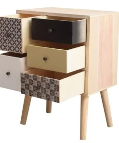 Mobili Rebecca Table De Chevet 5 Tiroirs En Bois De Paulownia Et MDF Multicolore -Boutique Maisons du Monde table de chevet 5 tiroirs en bois de paulownia et mdf multicolore 2