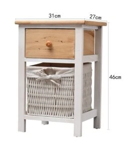 Mobili Rebecca Table De Chevet Avec 2 En Bois Et Osier Blanc Et Marron -Boutique Maisons du Monde table de chevet avec 2 en bois et osier blanc et marron 2