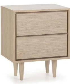 HOMN Table De Chevet Avec 2 Tiroirs Couleur Chêne