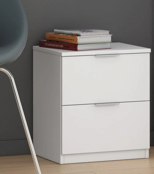 Dmora Table De Chevet Avec 2 Tiroirs Effet Bois Blanc 4 Dmora Table De Chevet Avec 2 Tiroirs Effet Bois Blanc – Image 2
