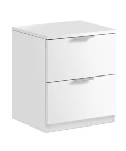 Dmora Table De Chevet Avec 2 Tiroirs Effet Bois Blanc