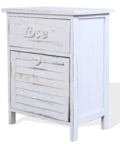 Mobili Rebecca Table De Chevet Avec 2 Tiroirs En Bois Blanc -Boutique Maisons du Monde table de chevet avec 2 tiroirs en bois blanc 2