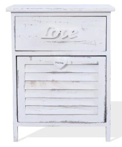 Mobili Rebecca Table De Chevet Avec 2 Tiroirs En Bois Blanc