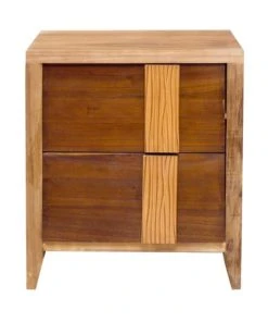 Mobili Rebecca Table De Chevet Avec 2 Tiroirs En Bois Marron