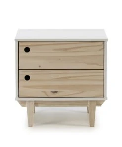 HOMN Table De Chevet Avec 2 Tiroirs En Couleur Blanc, Pieds Bois Naturel -Boutique Maisons du Monde table de chevet avec 2 tiroirs en couleur blanc pieds bois naturel 4