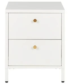 Beliani Table De Chevet Avec 2 Tiroirs En Métal Blanc -Boutique Maisons du Monde table de chevet avec 2 tiroirs en metal blanc 2
