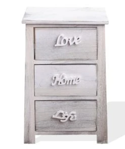 Mobili Rebecca Table De Chevet Avec 3 Tiroirs En Bois Blanc