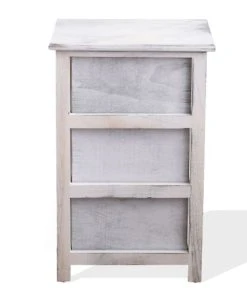 Mobili Rebecca Table De Chevet Avec 3 Tiroirs En Bois Blanc -Boutique Maisons du Monde table de chevet avec 3 tiroirs en bois blanc 5