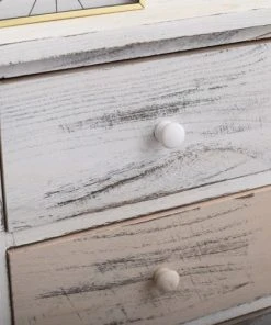 Mobili Rebecca Table De Chevet Avec 3 Tiroirs En Bois Blanc Et Beige Et Gris -Boutique Maisons du Monde table de chevet avec 3 tiroirs en bois blanc et beige et gris 3