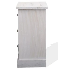 Mobili Rebecca Table De Chevet Avec 3 Tiroirs En Bois Blanc Et Beige Et Gris -Boutique Maisons du Monde table de chevet avec 3 tiroirs en bois blanc et beige et gris 4