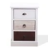Mobili Rebecca Table De Chevet Avec 3 Tiroirs En Bois Blanc Et Marron