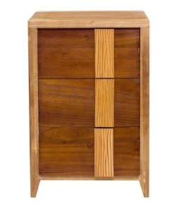 Mobili Rebecca Table De Chevet Avec 3 Tiroirs En Bois Brun